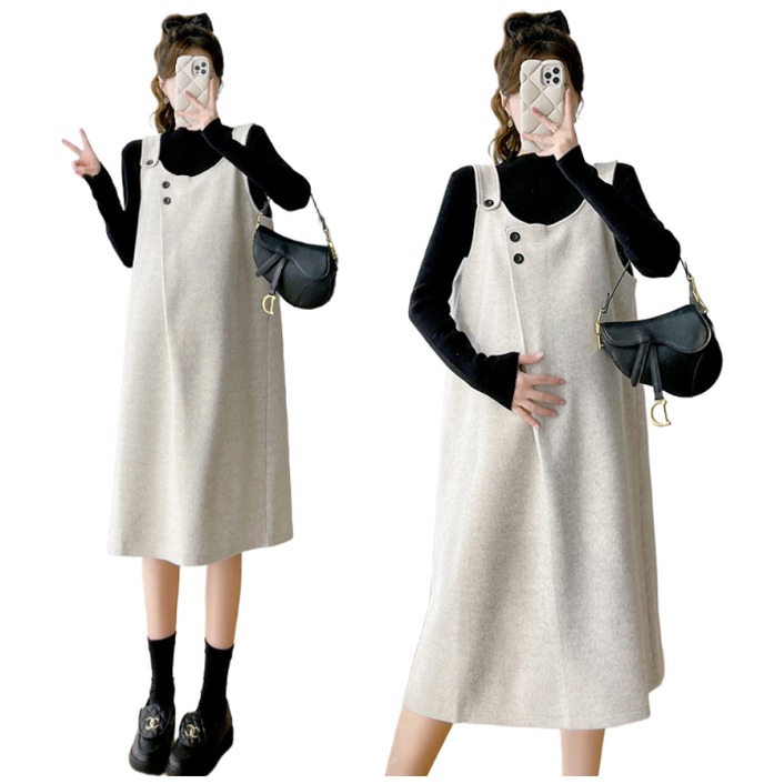 디한스 임산부 긴팔니트 모직멜빵치마 세트상품