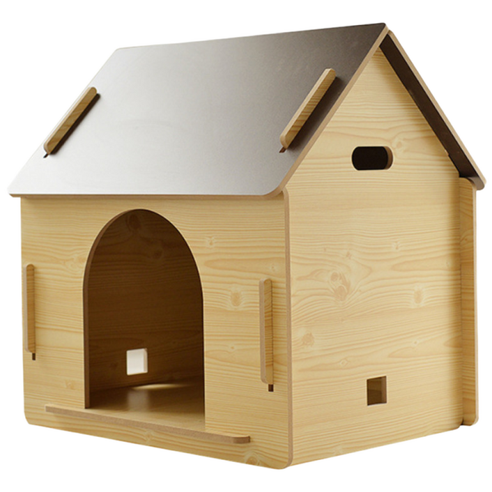 아이위크 반려견 애견 우드 케이지 사계절 펫 집 (철문 미포함), 블랙, 1개