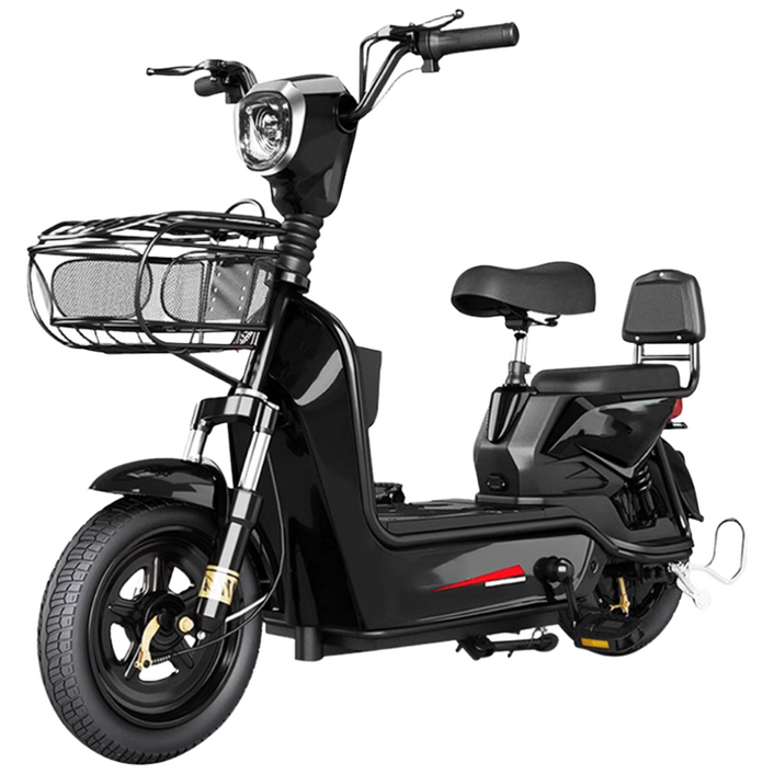 텔픽 전기자전거 26년 신형 전동 스쿠터 고출력 자토바이 출퇴근, 블랙, 경량스틸