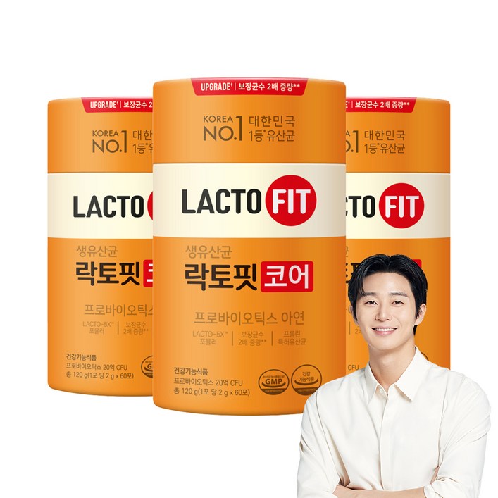 종근당건강 락토핏 코어 생유산균 60p, 120g, 3개