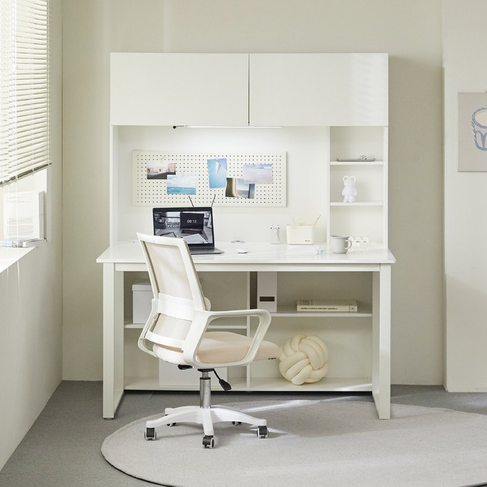 웰퍼니쳐 윌슨 1200 책장  책상  타공판 세트 방문설치, 화이트