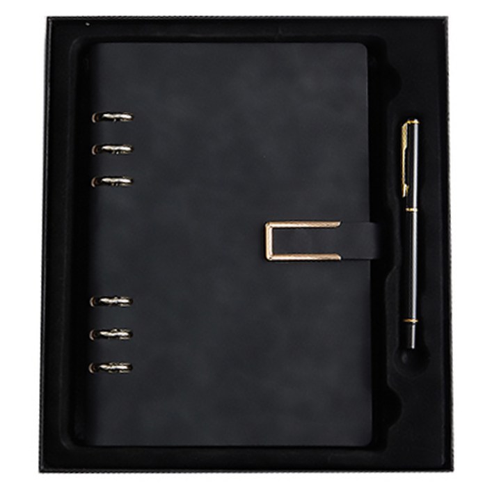 블랙스완 비즈니스 루스 노트 선물세트, 사각버튼 블랙, 1세트