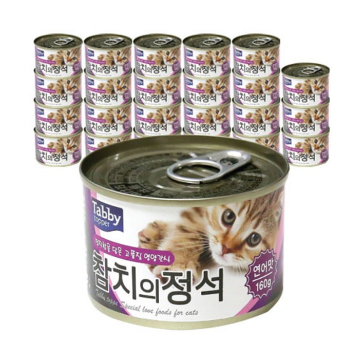 테비토퍼 참치의정석 고양이 간식캔 참치, 연어, 160g, 24개