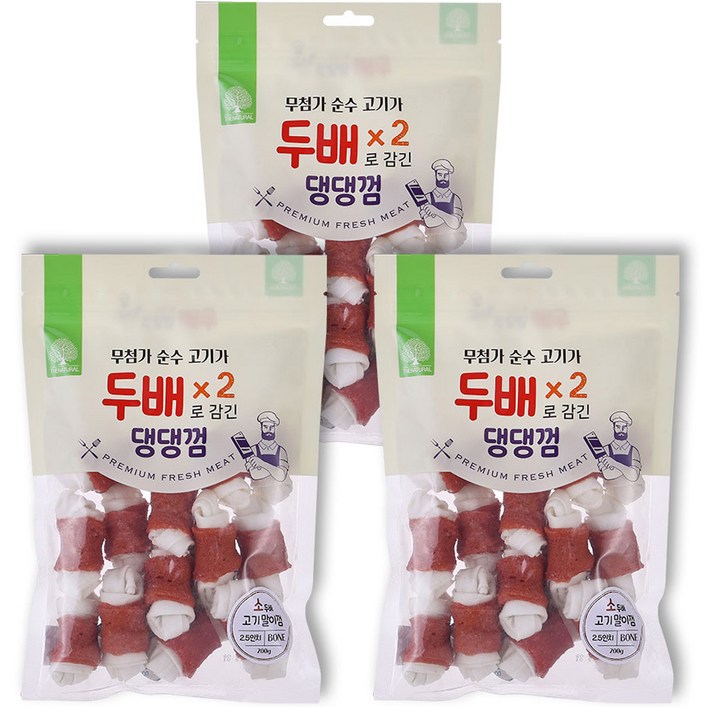 더내추럴 강아지 두배 댕댕 비프껌 6cm 200g, 3개, 비프맛 더내추럴 강아지 두배 댕댕 비프껌 6cm 200g, 3개, 비프맛