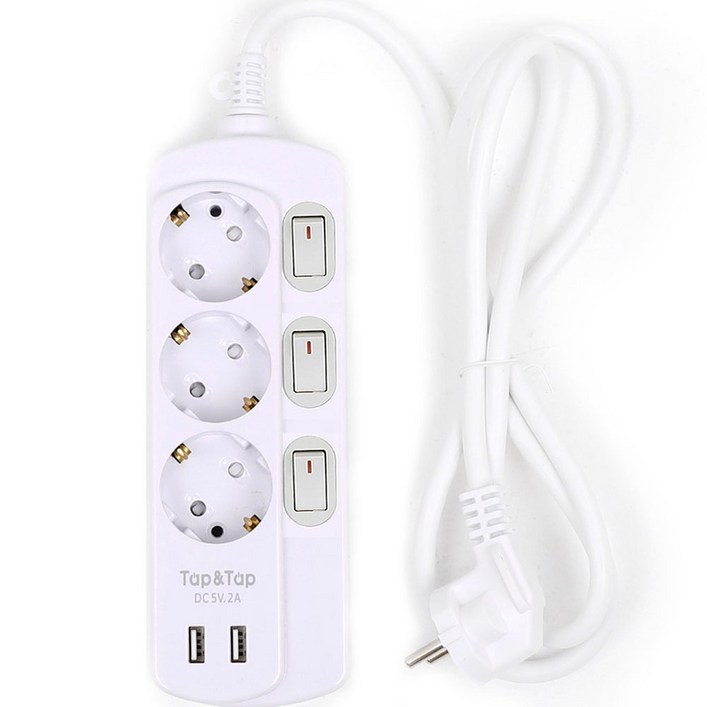 에코파워탭 탭앤탭 USB 개별 스위치 3구 멀티탭