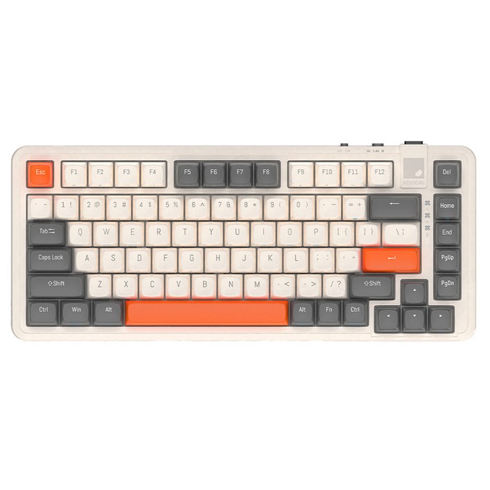 레드빈 더베러 핫스왑 기계식 키보드 A1 적축 무선 텐키리스 저소음, 캐롯베이지, A182BGRED, 적축