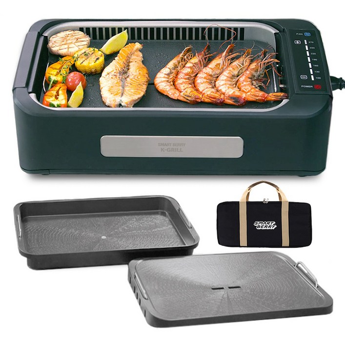 스마트베리 케이 그릴 본체  그릴팬  다용도 요리팬  전원선  전용 가방, SBGK01블랙