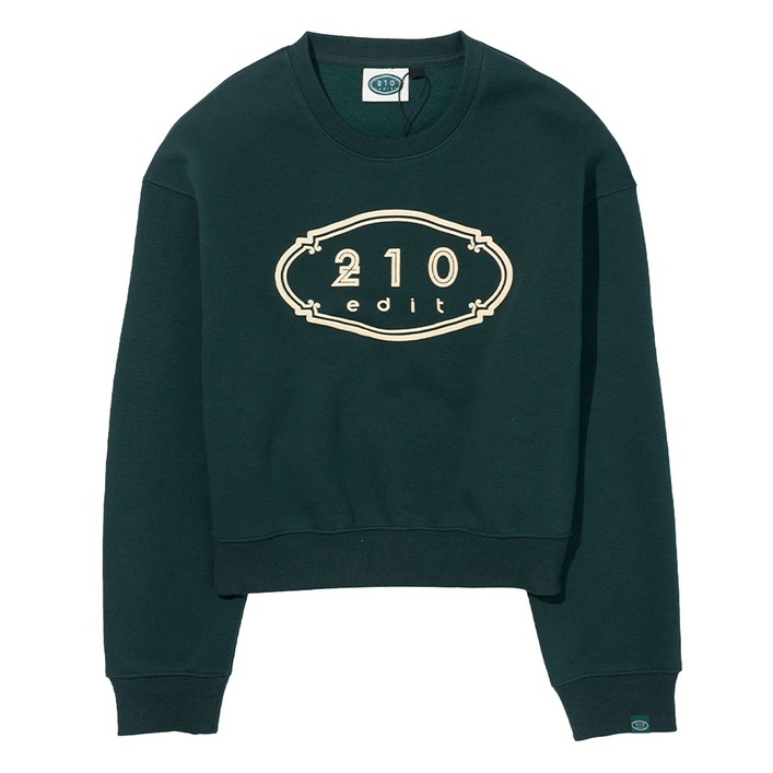 210에디트 여성용 크롭 빈티지 호텔 로고 기모 보온 맨투맨 ZE4TS070