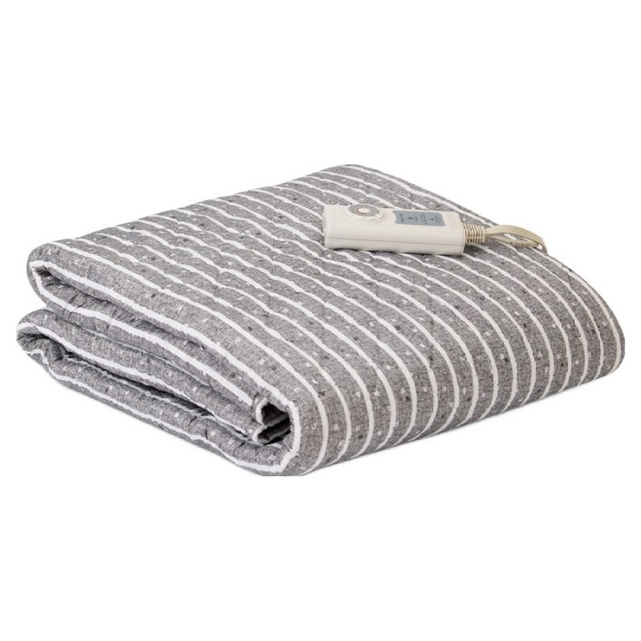 한일의료기 슬리브 워셔블 이중열선 탄소 전기요 HL-S210(25), 그레이&스트라이프, 중(100 x 180 cm)
