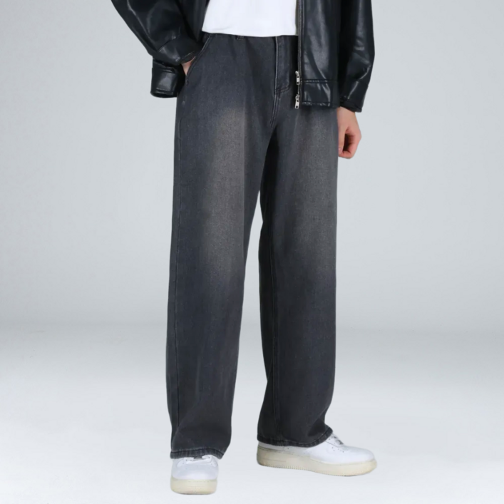 이브클로젯 남성용 숏일반롱 기장 뒷 밴딩 세미 와이드 청바지 66931