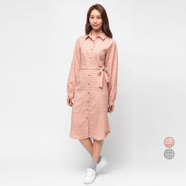 캐럿 여성 루즈핏 체크 셔츠 원피스 캐럿 여성 루즈핏 체크 셔츠 원피스
