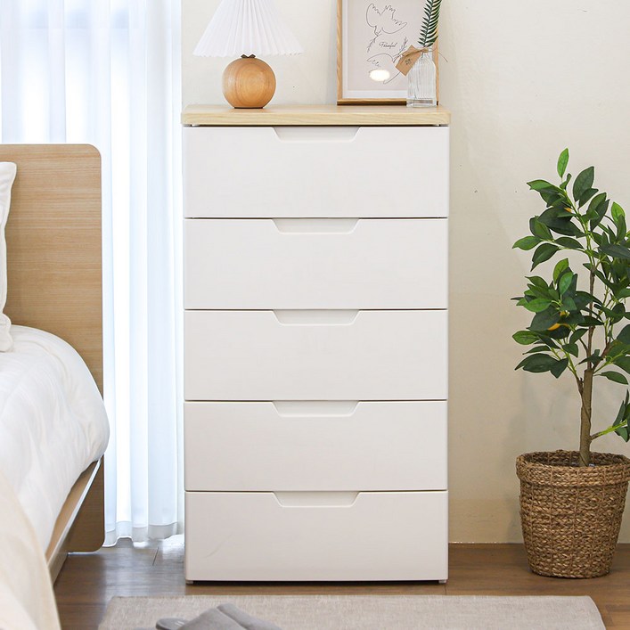 아이리스 국내 제조 플라스틱 서랍장 HG555B, 화이트, 5단