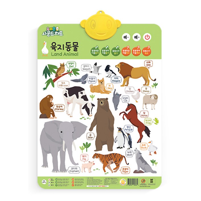 요미몬 사운드차트 육지동물 학습벽보 + 포스터 + 브로마이드, 육지동물, 요미차트