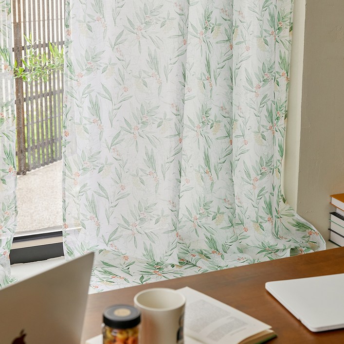 바자르 썸그린 가리개커튼 긴창형 + 길이조절 압축봉