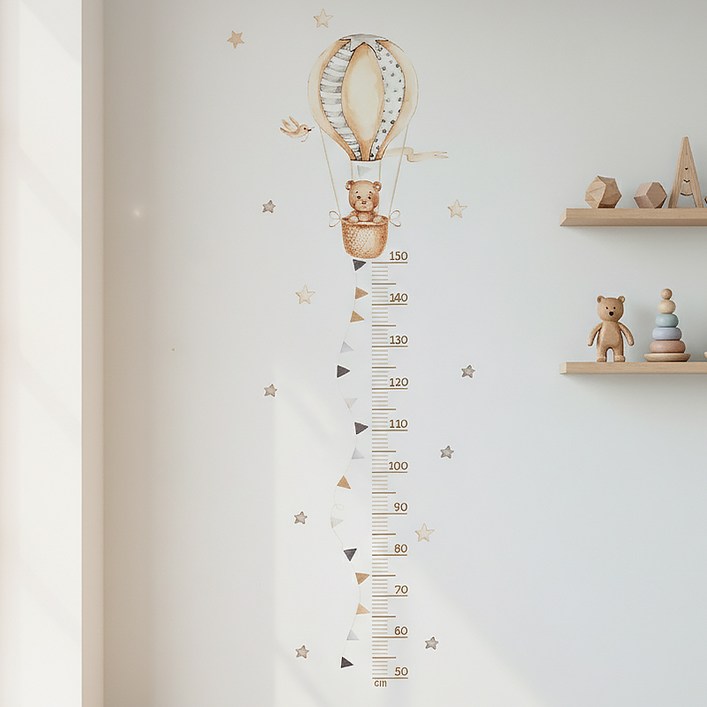 LANO 키재기 벽 열기구 곰돌이 스티커