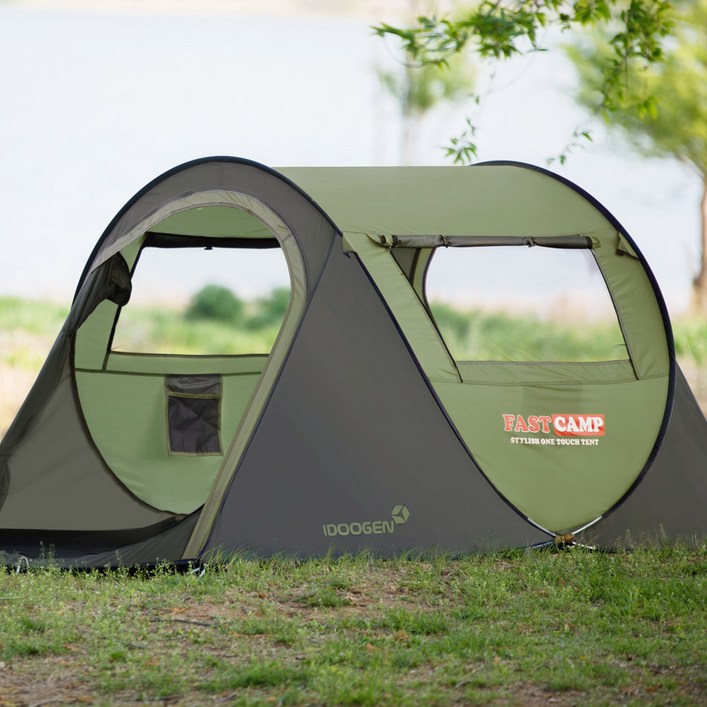 패스트캠프 베이직3 원터치 텐트, 올리브그린, 3~4인용 - 쇼핑앤샵