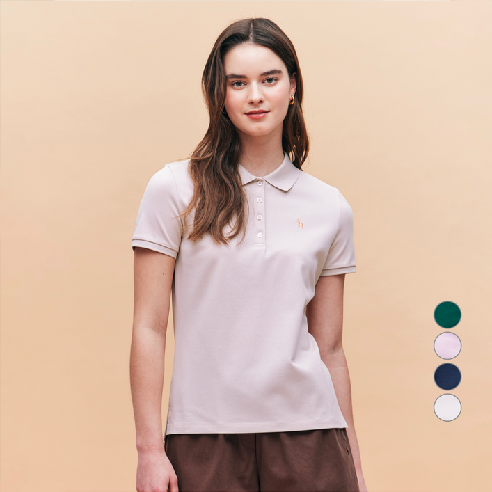 헤지스 여성용 아이코닉 슬림핏 반팔 피케 티셔츠