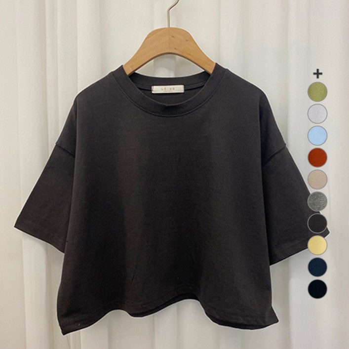 안다로미 여성용 크롭 컬러풀 파스텔 반팔 티셔츠