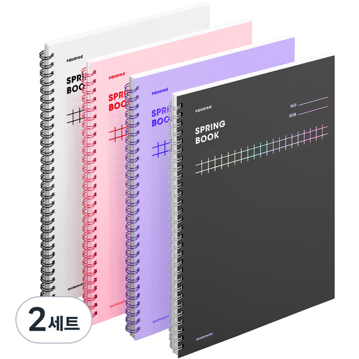 모트모트 두꺼운 스퀘어드 컬러칩 노트 4종 세트, white, rose quartz, violet, dark horse, 2세트 모트모트 두꺼운 스퀘어드 컬러칩 노트 4종 세트, white, rose quartz, violet, dark horse, 2세트