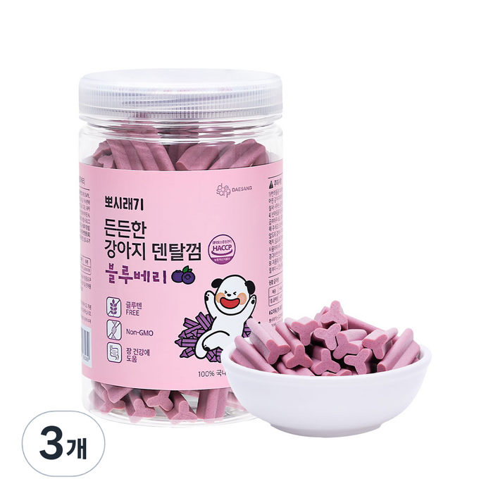 뽀시래기 든든한 강아지 덴탈껌, 블루베리, 300g, 3개