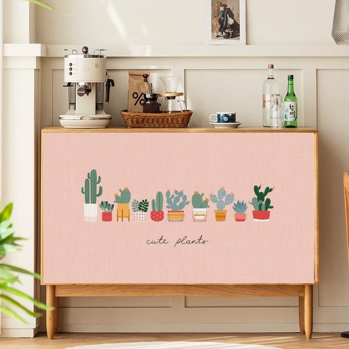 아티홈 스프링 플라워 벨크로 캐비닛 커튼