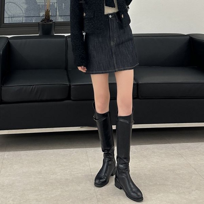 슈가펀 블레디 생지 데님 통기성 A라인 스커트