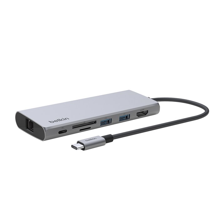 벨킨 7in1 USB C타입 멀티 포트 어댑터 허브 INC009, 실버그레이, 1개 벨킨 7in1 USB C타입 멀티 포트 어댑터 허브 INC009, 실버그레이, 1개