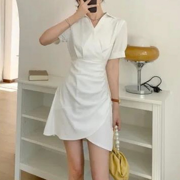 피어니스트 튤립 반팔 카라 원피스