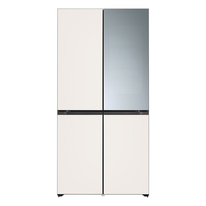 LG전자 디오스 오브제컬렉션 빌트인타입 노크온 미러글라스 4도어 냉장고 604L 방문설치, M623GBB372, 베이지(상단), 베이지(하단)