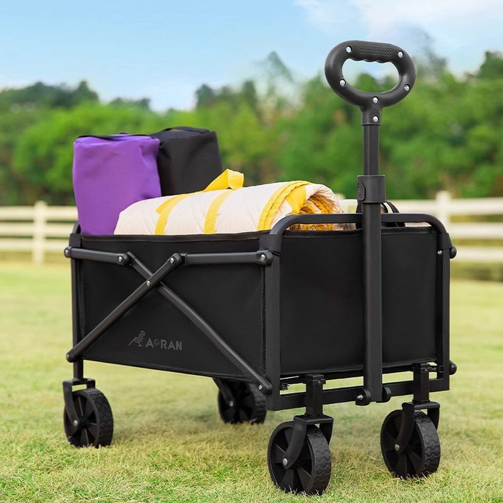 아오란 캠핑웨건 다기능 접이식 수레, 1개, 검은색