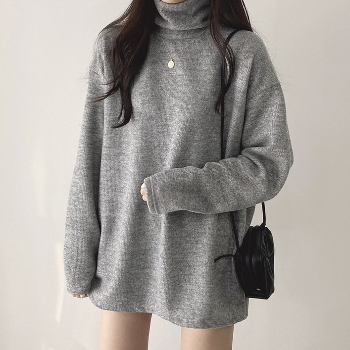 위드후이린 여성용 루즈핏 폴라 티셔츠