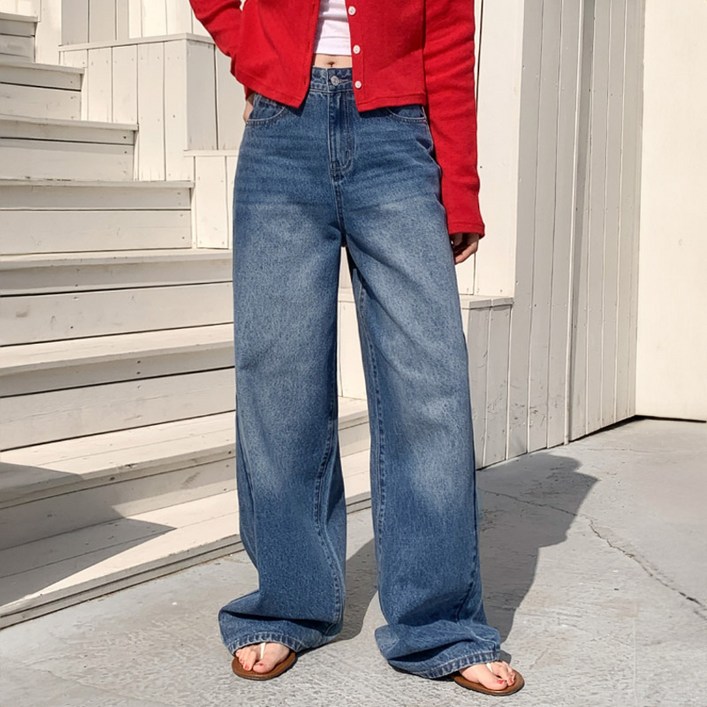 니썸 여성용 워너비 와이드 데님 팬츠