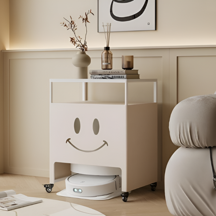 체리닷컴 공간활용 바퀴형 세라믹 로봇청소기장 겸협탁 수납장, B형 504075