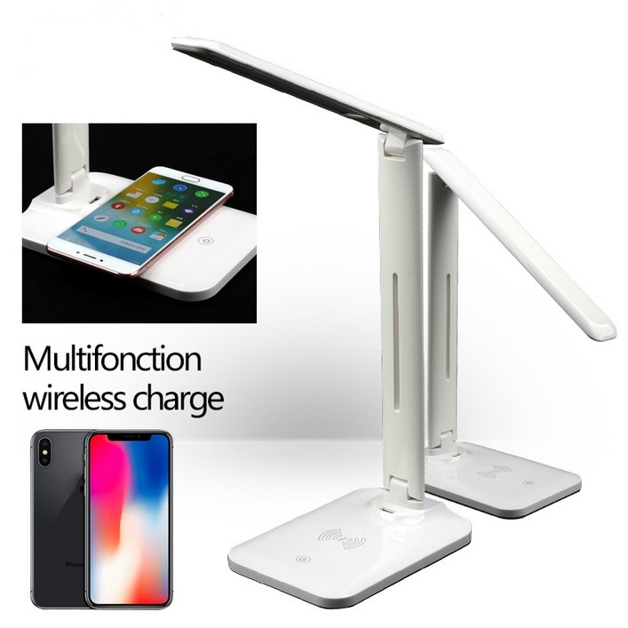 책상 스탠드 조명 5W 10W LED 데스크 전화 무선 충전기 B 충전 포트 밝기 조절 눈 관리 사무실 접이식 디자인 휴대폰