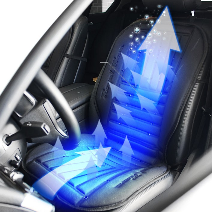 지엠지모터스 통풍시트 쿨링시트 저소음 바람방석 12V/24V 겸용 전차종 사용가능 프리미엄 시원한 자동차시트커버, 1개, 12/24v겸용 블랙