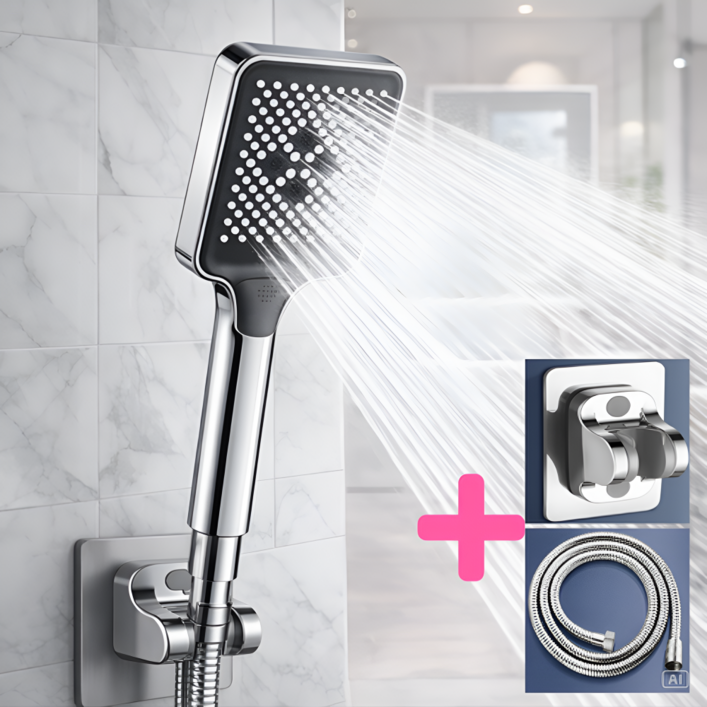 수엘리 폭풍 수압상승 샤워기헤드 호수 거치대 세트