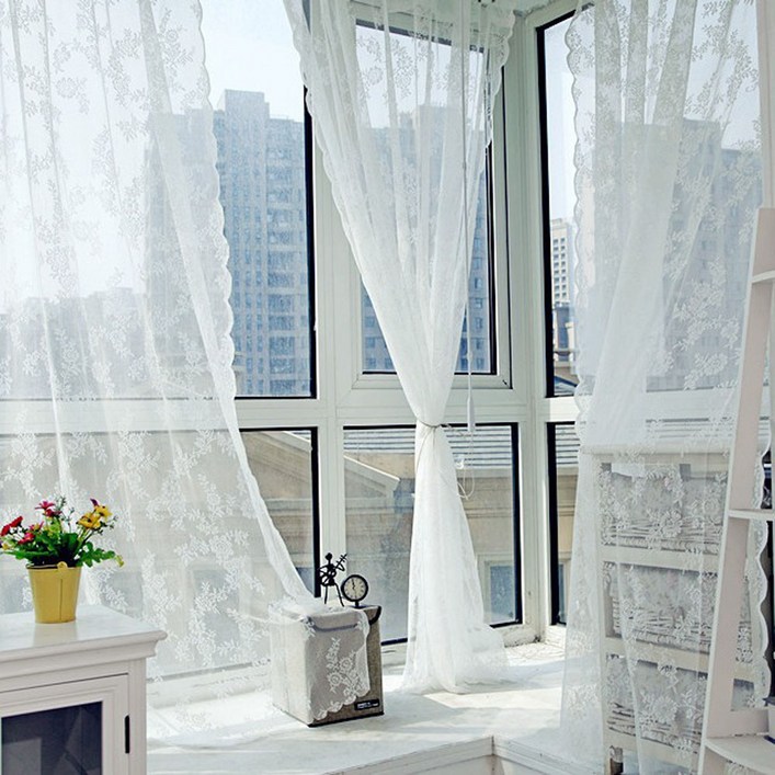 유스몰 자수 레이스 커튼