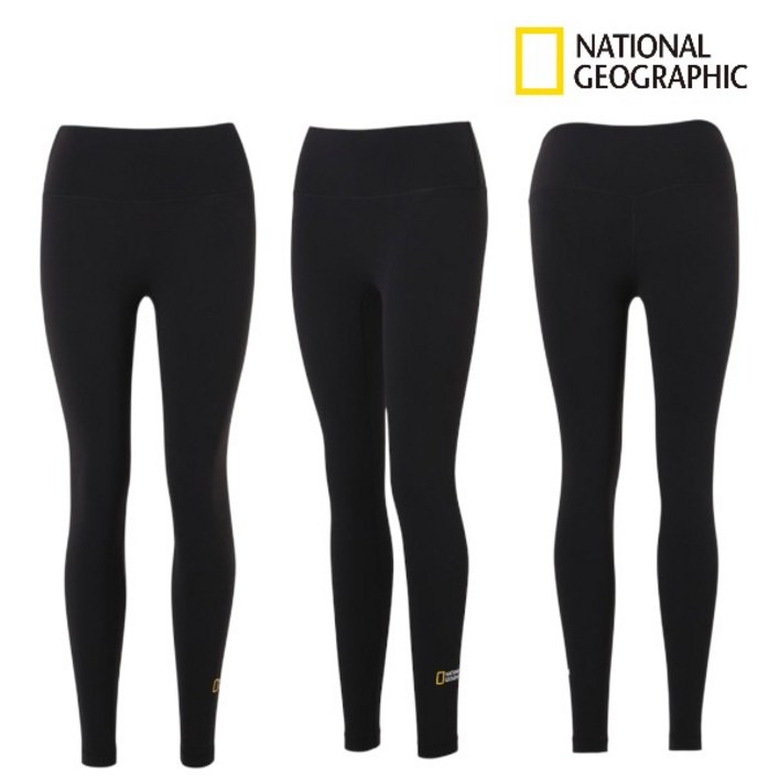 내셔널정품 내셔널지오그래픽 에센셜 라이프  스몰 로고 레깅스 CARBON BLACK 정가 69000원 요가 골프 트레이닝 워터레깅스