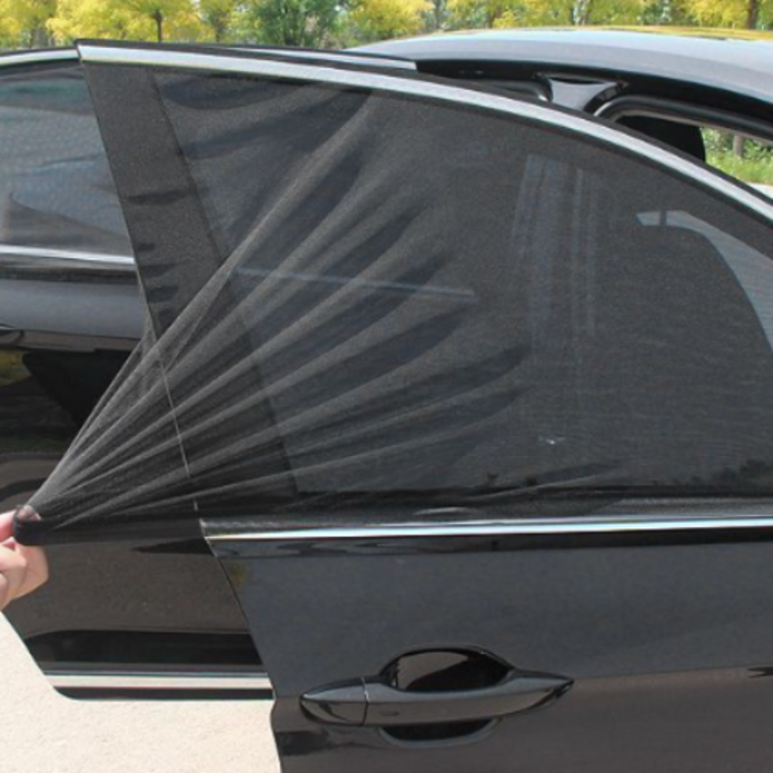 아바노 차량용 창문 모기장 방충망 선쉐이드 앞뒤 세트 4P, 블랙