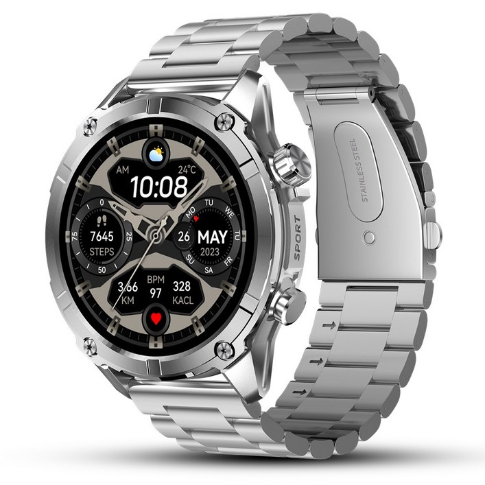 1.43인치 AMOLED 아웃도어 스마트워치 Y7 블루투스 통화가능 SOS 지원 GPS 운동시계, GPS  블루투스, 39mm, 실버