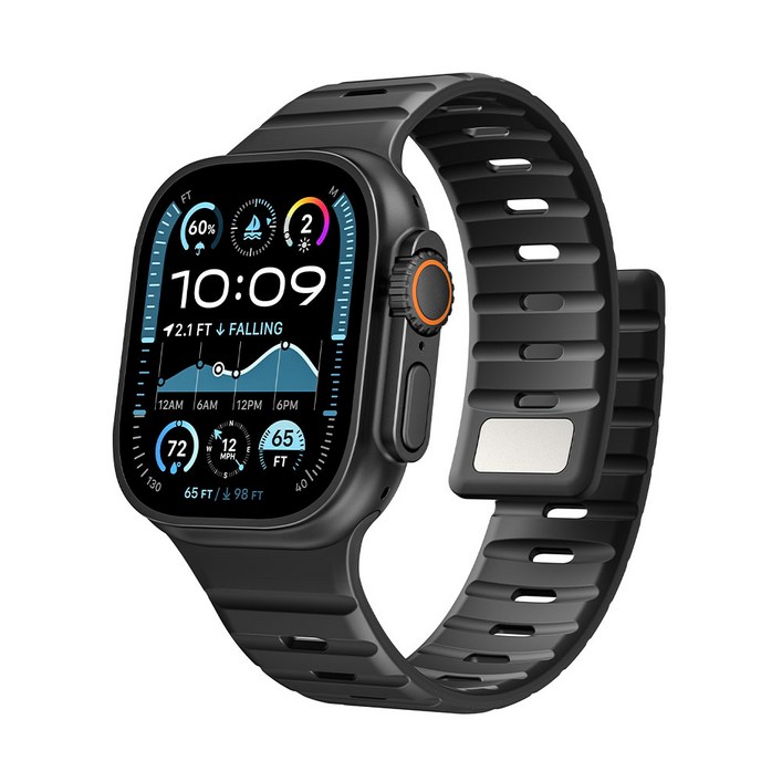 사라밴드 애플워치 호환 인피니티 마그네틱 실리콘 스트랩, 블랙