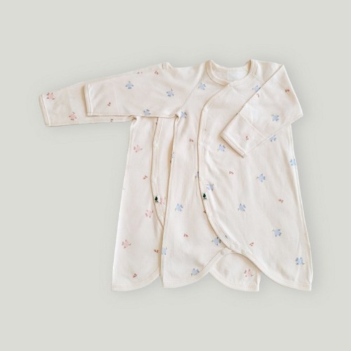 아이숲 신생아용 해피버드 60수 양면 배냇가운