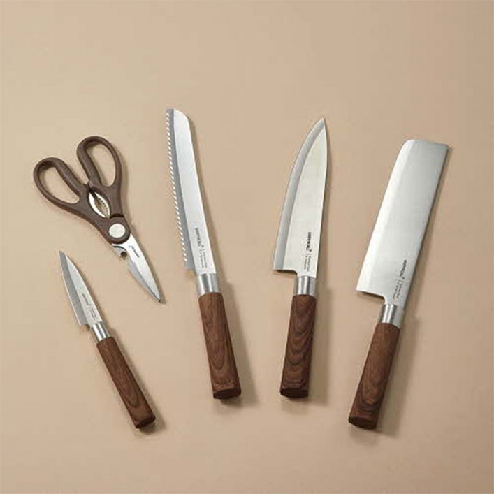 [슈퍼HOT][HAPPYCALL] 해피콜 우디크 칼+가위 5종 세트