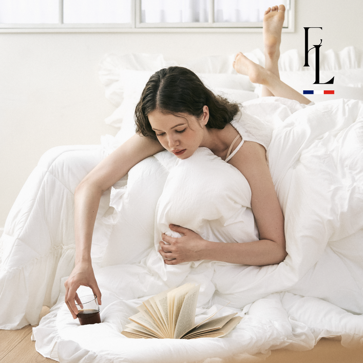 [프렌치럭셔리] 프릴 화이트 구름이불 알러지케어 가능한 10온스 모달 차렵이불