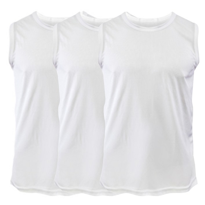 (2XL-7XL) 언룩 빅사이즈 쿨 드라이 골지 머슬 민소매 런닝 3장세트