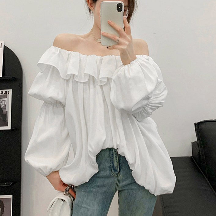 대박난박양 프릴 오프숄더 오버핏 블라우스