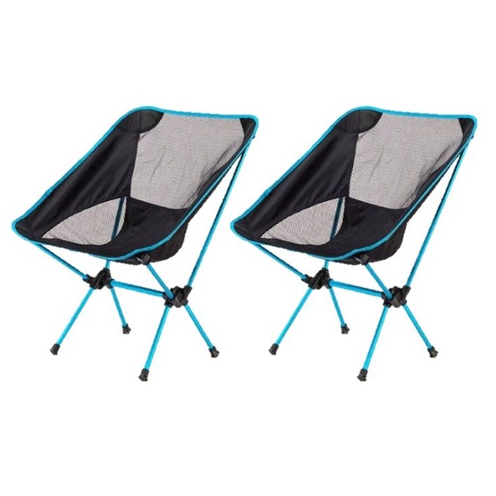 올라운더 초경량 폴딩 캠핑 낚시 의자, 블루, 2개