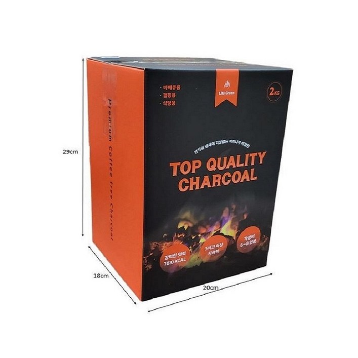 라이프그린 프리미엄 커피나무 비장탄 2kg 참숯 바베큐숯 캠핑숯 1개, 1개, 2kg