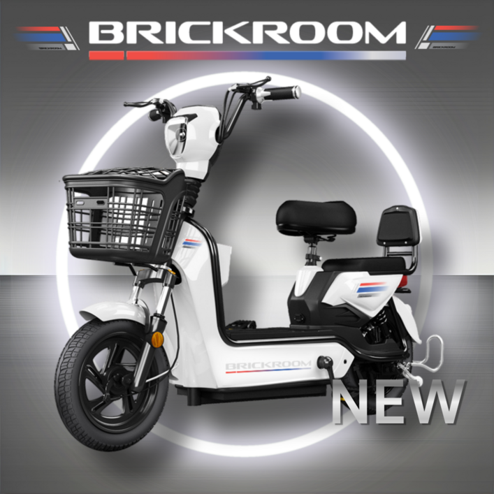 BRICKROOM 3세대 전기 자전거 자토바이 출퇴근 전동 스쿠터 2인용 바이크, 화이트 BRICKROOM 3세대 전기 자전거 자토바이 출퇴근 전동 스쿠터 2인용 바이크, 화이트