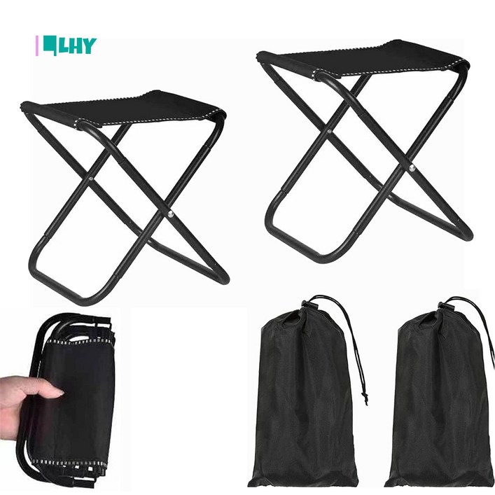 LYRHIX,등산용 간이의자,튼튼하고 가벼운 BBQ체어,낚시의자,미니멀 캠핑용품,초경량 휴대용 접이식 미니 의자,야외 레저 스케치 접이식 캠핑의자,해먹 및 텐트와 함께 사용 가능, 2개, 블랙